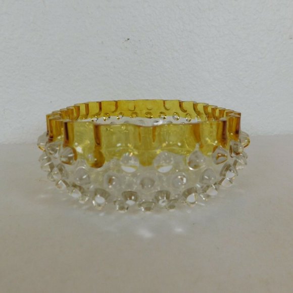 Hobbs Brockunier 323 Yellow Frances Dew Drop Hobnail Ware 7 in Oval Bowl FLAW - Picture 2 of 12